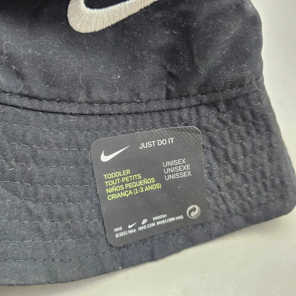 Nike Toddler Boys Bucket Hat Black Swoosh Logo Sun Hat 2/4T 7A2682-023